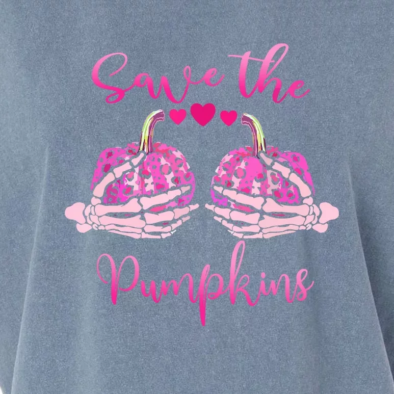 Save Your Pumpkins Breast Cancer Awareness Funny Skeleton Halloween Gift Garment-Dyed Women's Muscle Tee