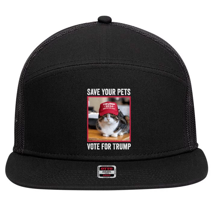 Save Your Pets Vote For Trump Us Election Funny Quote Vote 7 Panel Mesh Trucker Snapback Hat