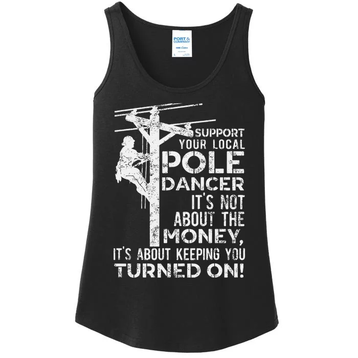 Support Your Pole Dancer Utility Electric Lineman Ladies Essential Tank