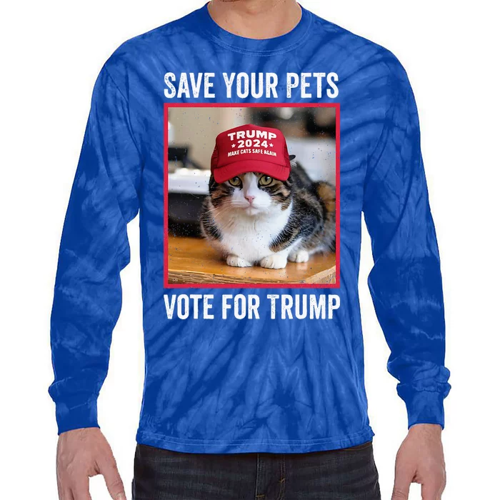 Save Your Pets Vote For Trump Us Election Tie-Dye Long Sleeve Shirt