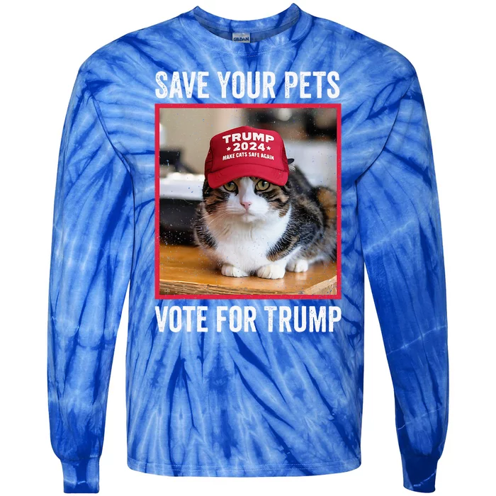 Save Your Pets Vote For Trump Us Election Tie-Dye Long Sleeve Shirt