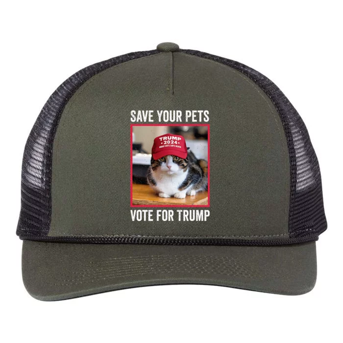 Save Your Pets Vote For Trump Us Election Retro Rope Trucker Hat Cap