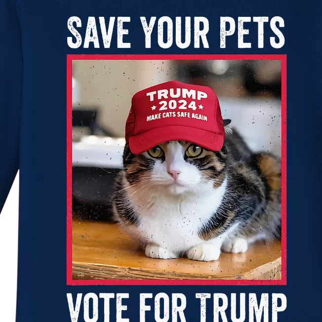 Save Your Pets Vote For Trump Us Election Baby Long Sleeve Bodysuit