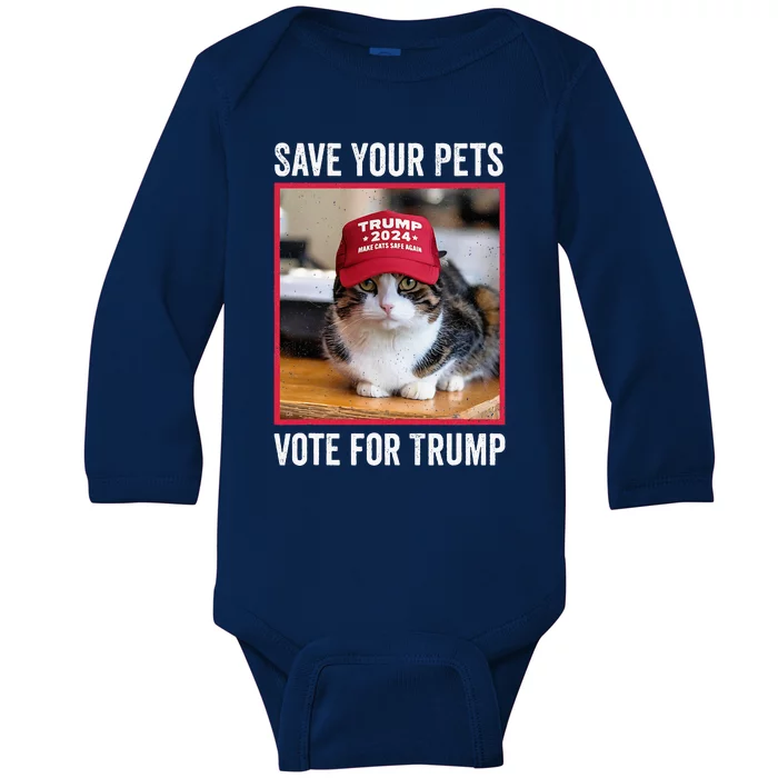 Save Your Pets Vote For Trump Us Election Baby Long Sleeve Bodysuit