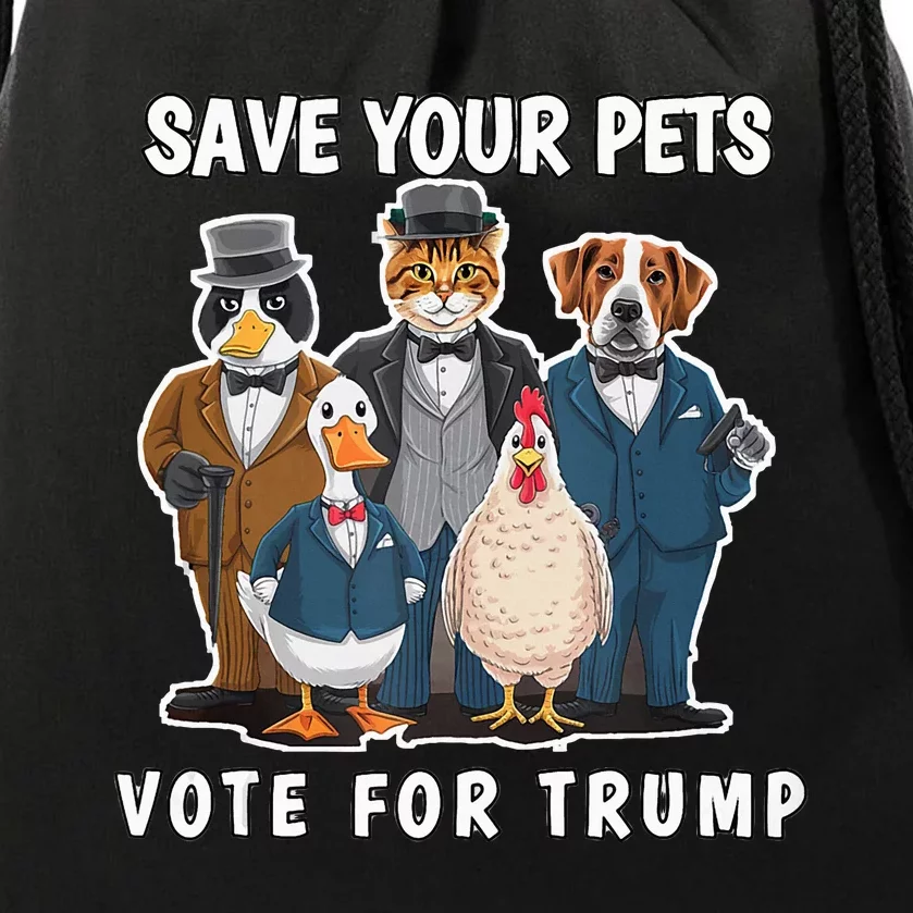 Save Your Pets And Vote For Trump Drawstring Bag