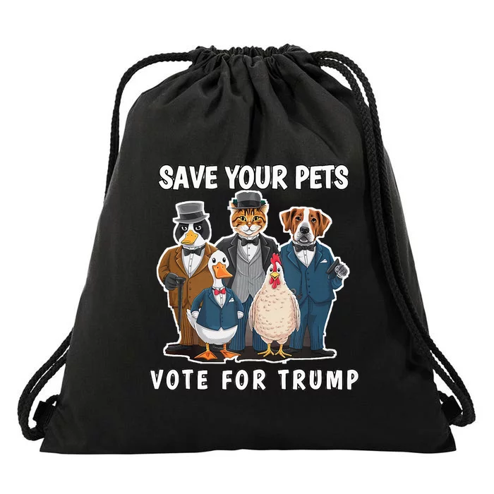 Save Your Pets And Vote For Trump Drawstring Bag