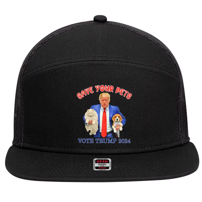 Save Your Pets Vote For Trump Us Election 7 Panel Mesh Trucker Snapback Hat