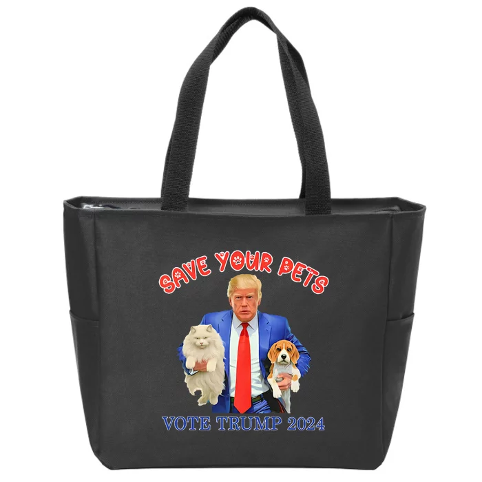 Save Your Pets Vote For Trump Us Election Zip Tote Bag