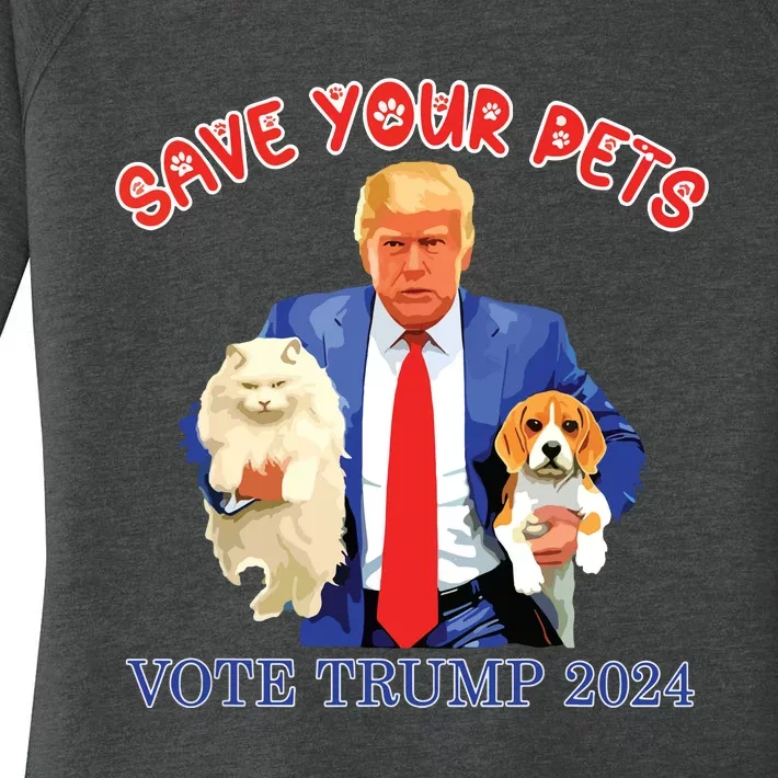 Save Your Pets Vote For Trump Us Election Funny Quote Vote Women's Perfect Tri Tunic Long Sleeve Shirt