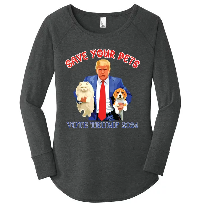 Save Your Pets Vote For Trump Us Election Funny Quote Vote Women's Perfect Tri Tunic Long Sleeve Shirt