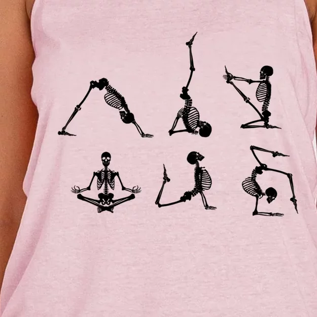 Skeleton Yoga Poses Yoga Lover Gift Women's Knotted Racerback Tank