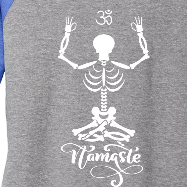 Skeleton Yogi Practicing Lotus Yoga Pose Namaste Gift Women's Tri-Blend 3/4-Sleeve Raglan Shirt