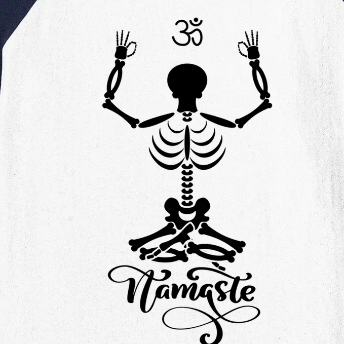 Skeleton Yogi Practicing Lotus Yoga Pose Namaste Gift Baseball Sleeve Shirt