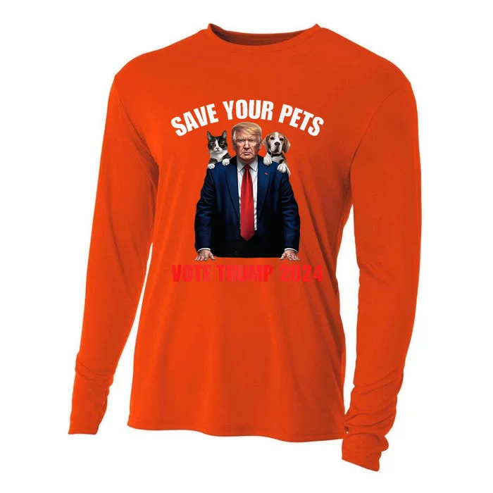 Save Your Pets Vote For Trump Us Election Quote Vote Cooling Performance Long Sleeve Crew