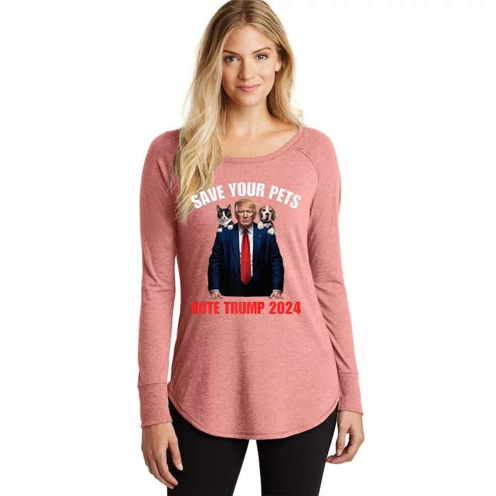 Save Your Pets Vote For Trump Us Election Quote Vote Women's Perfect Tri Tunic Long Sleeve Shirt