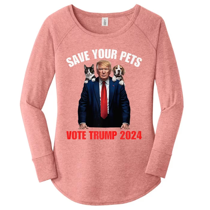 Save Your Pets Vote For Trump Us Election Quote Vote Women's Perfect Tri Tunic Long Sleeve Shirt