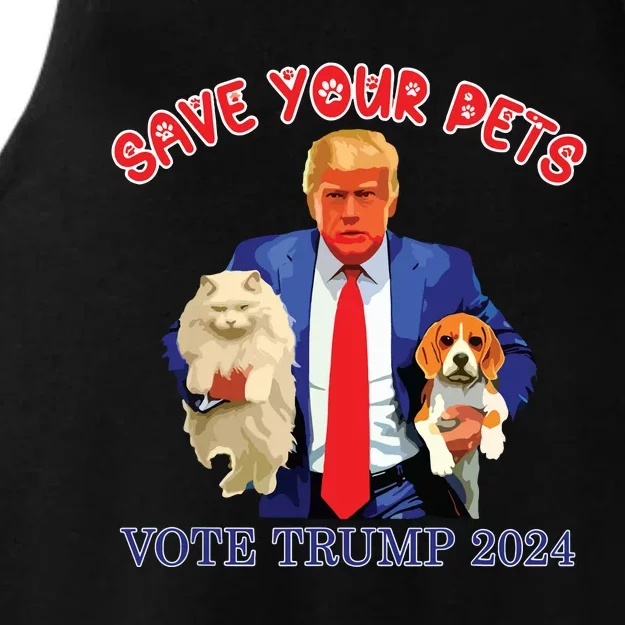 Save Your Pets Vote For Trump Us Election Funny Quote Vote Ladies Tri-Blend Wicking Tank