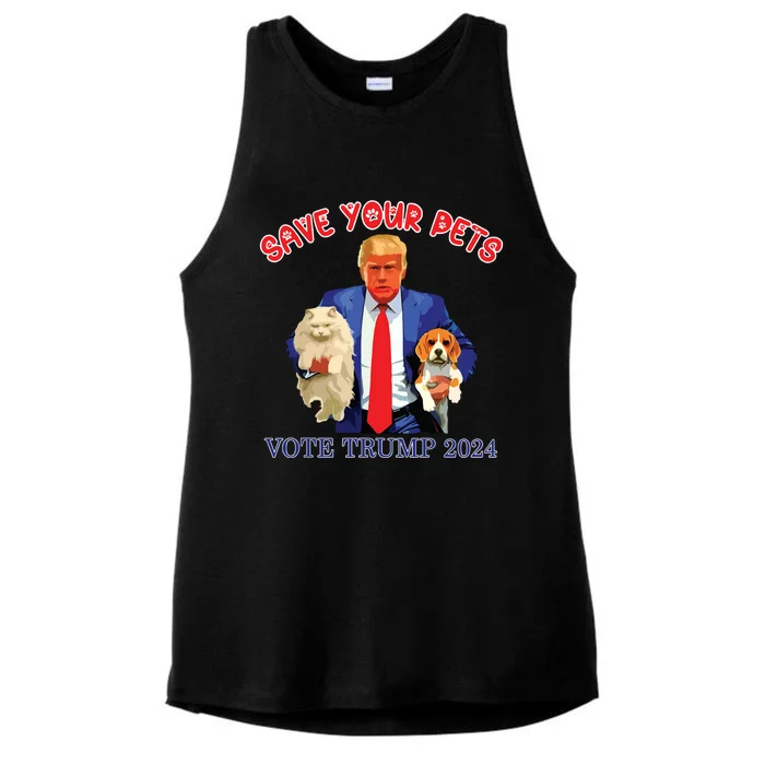 Save Your Pets Vote For Trump Us Election Funny Quote Vote Ladies Tri-Blend Wicking Tank