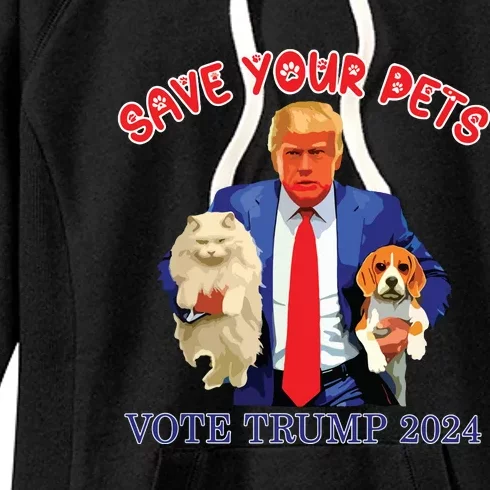 Save Your Pets Vote For Trump Us Election Funny Quote Vote Women's Fleece Hoodie