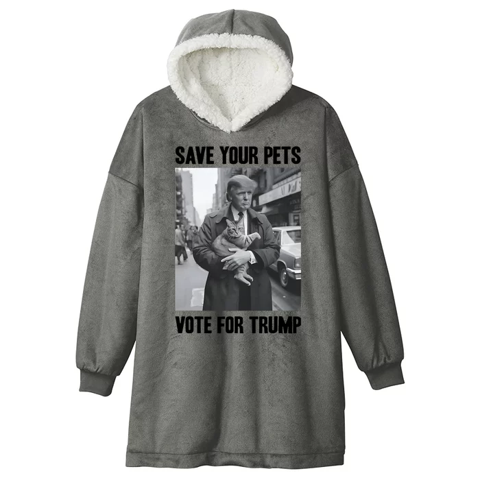 Save Your Pets Vote For Trump Us Election Funny Quote Vote Hooded Wearable Blanket