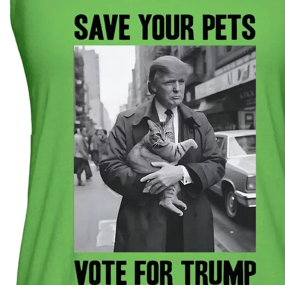 Save Your Pets Vote For Trump Us Election Funny Quote Vote Ladies Essential Flowy Tank