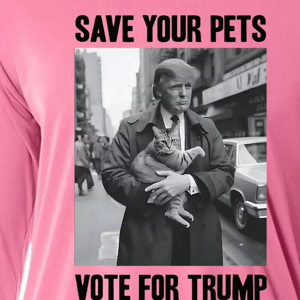 Save Your Pets Vote For Trump Us Election Funny Quote Vote Cooling Performance Long Sleeve Crew