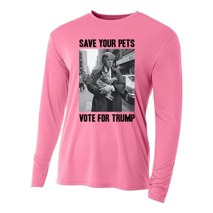 Save Your Pets Vote For Trump Us Election Funny Quote Vote Cooling Performance Long Sleeve Crew