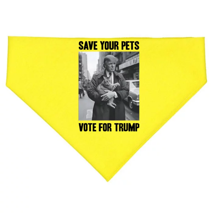 Save Your Pets Vote For Trump Us Election Funny Quote Vote USA-Made Doggie Bandana