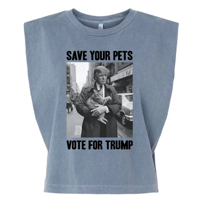 Save Your Pets Vote For Trump Us Election Funny Quote Vote Garment-Dyed Women's Muscle Tee