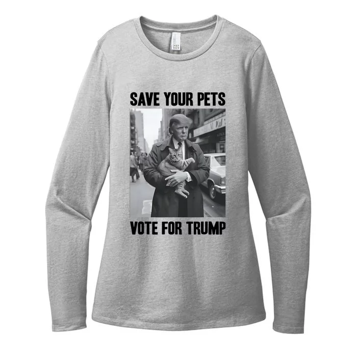 Save Your Pets Vote For Trump Us Election Funny Quote Vote Womens CVC Long Sleeve Shirt