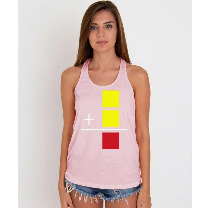 Soccer Yellow Red Card Referee Funny Sports Lovers Gifts Women's Knotted Racerback Tank