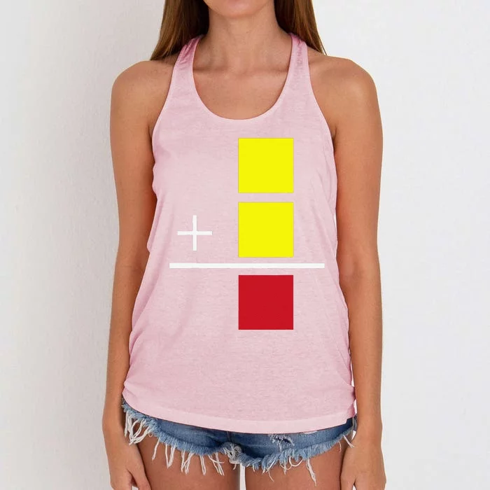 Soccer Yellow Red Card Referee Funny Sports Lovers Gifts Women's Knotted Racerback Tank