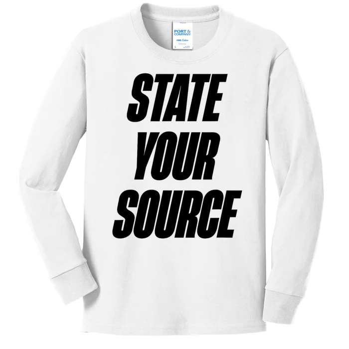 State Your Source Kids Long Sleeve Shirt