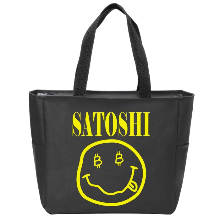 Satoshi Yellow Smile Face Zip Tote Bag