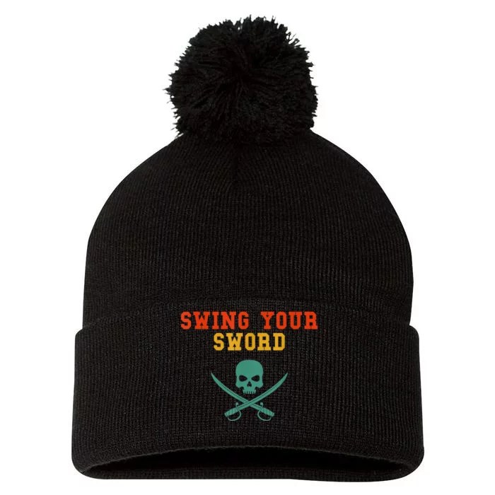 Swing Your Sword Pom Pom 12in Knit Beanie