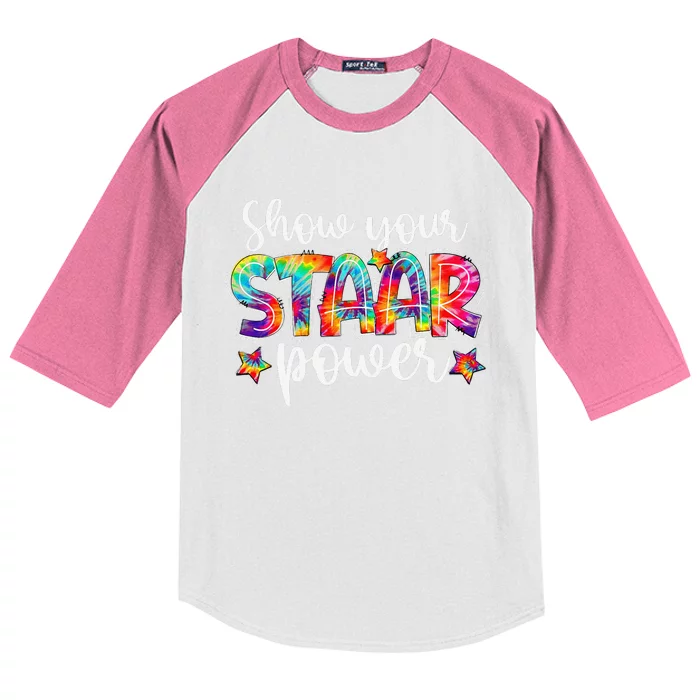 Show Your Staar Power Tie Dye Teacher Testing Exam Test Day Kids Colorblock Raglan Jersey