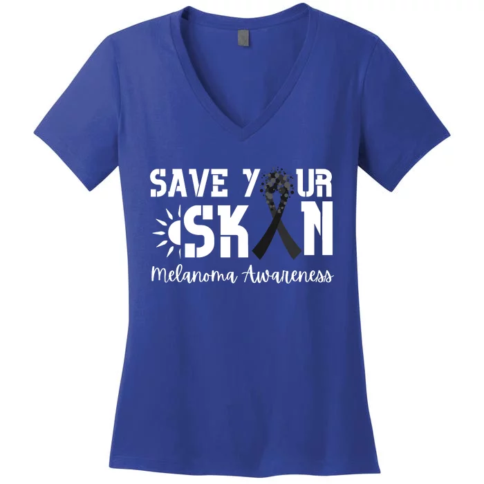 Save Your Skin Melanoma Awareness Women's V-Neck T-Shirt