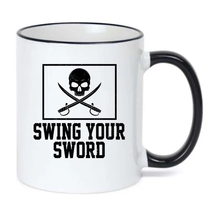 Swing Your Sword Pirate Skull And Swords Black Color Changing Mug