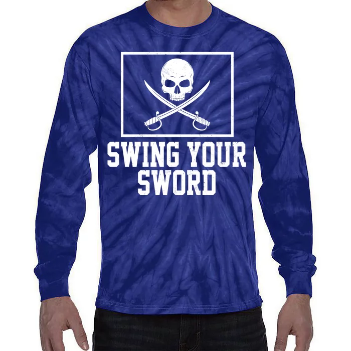 Swing Your Sword Pirate Skull And Swords Tie-Dye Long Sleeve Shirt