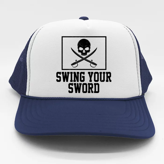 Swing Your Sword Pirate Skull And Swords Trucker Hat