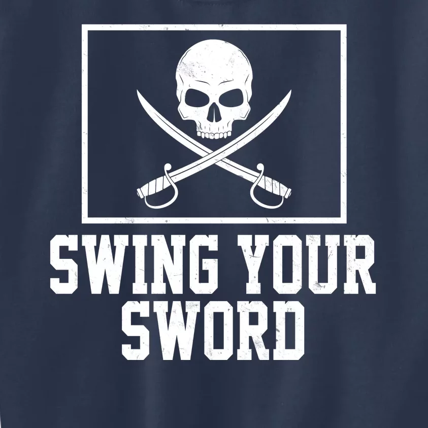 Swing Your Sword Pirate Skull And Swords Kids Sweatshirt