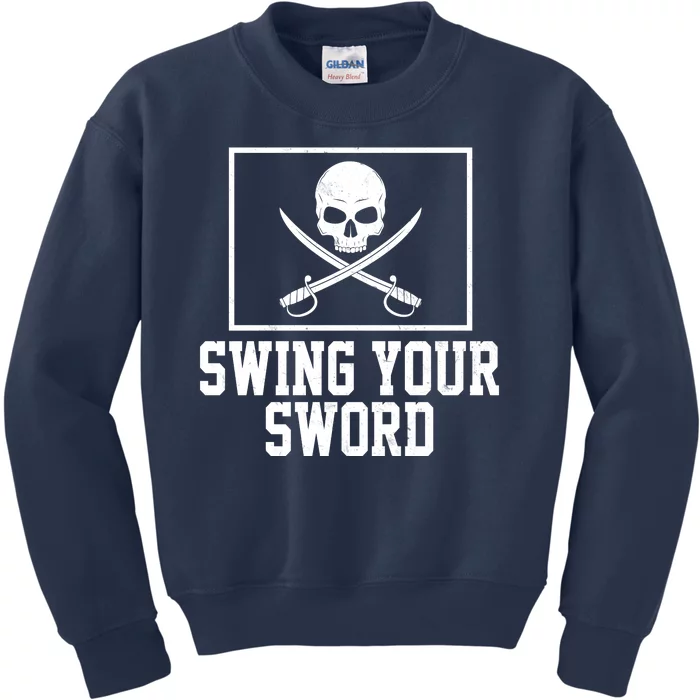 Swing Your Sword Pirate Skull And Swords Kids Sweatshirt