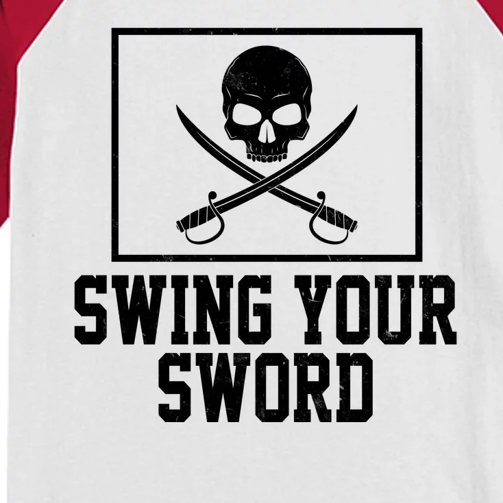 Swing Your Sword Pirate Skull And Swords Kids Colorblock Raglan Jersey