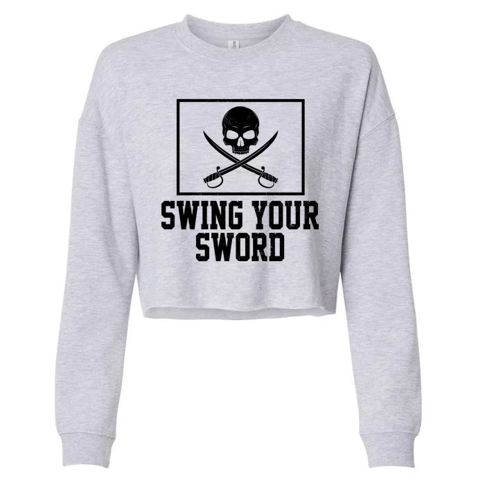 Swing Your Sword Pirate Skull And Swords Cropped Pullover Crew