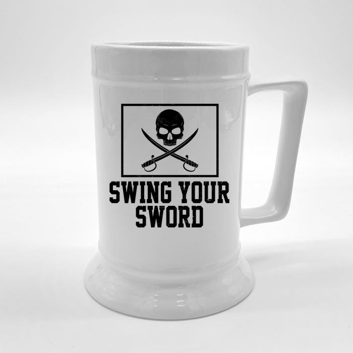 Swing Your Sword Pirate Skull And Swords Front & Back Beer Stein