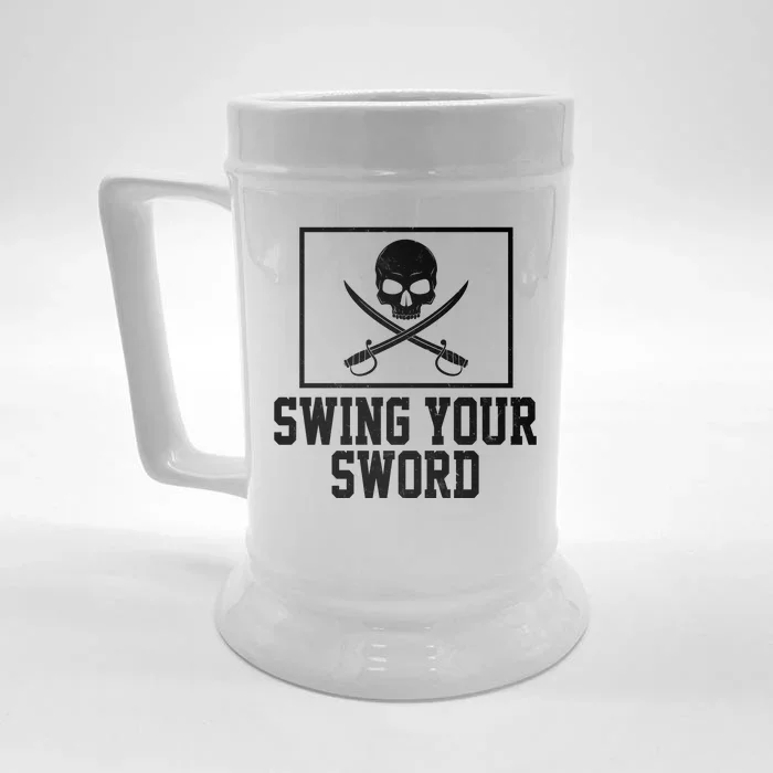 Swing Your Sword Pirate Skull And Swords Front & Back Beer Stein