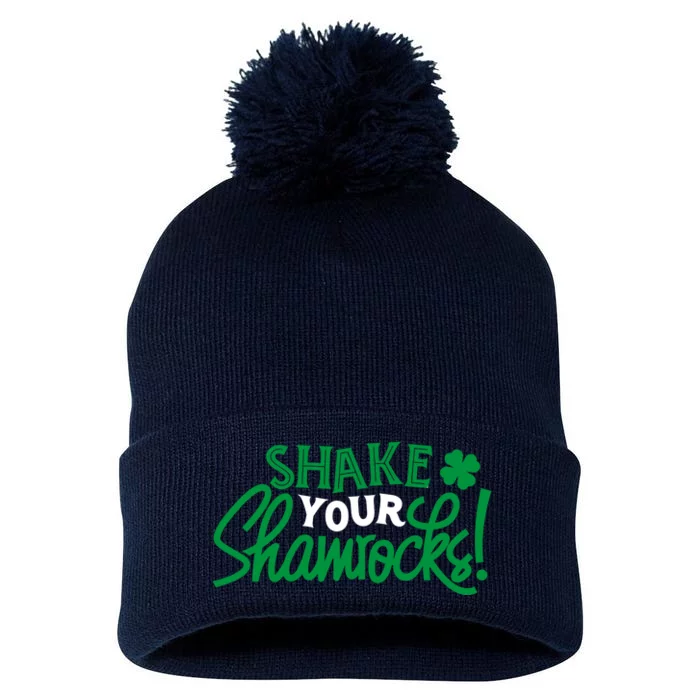 Shake Your Shamrocks Funny St Patricks Day Pom Pom 12in Knit Beanie