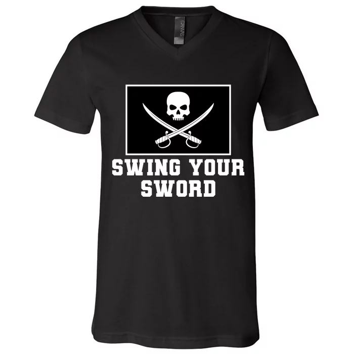 Swing Your Sword Skull Crossbones Mississippi V-Neck T-Shirt