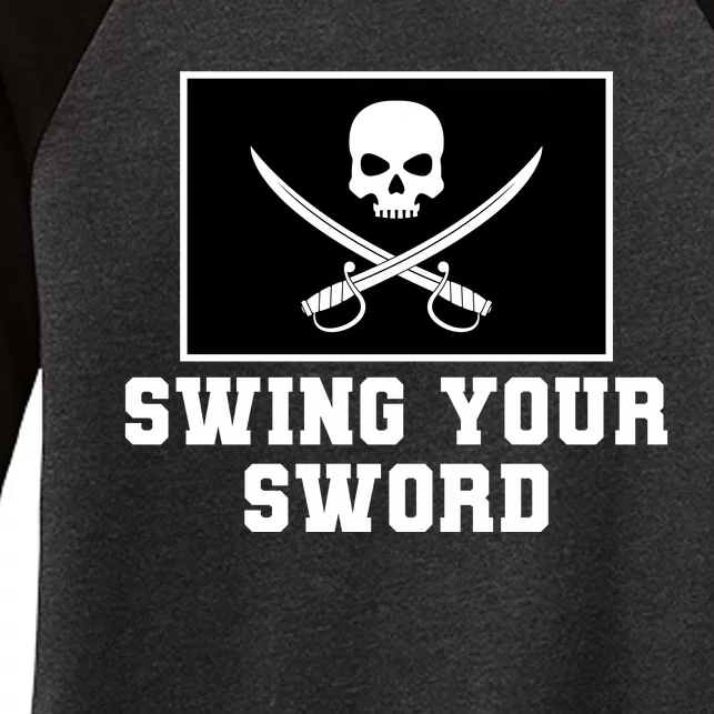 Swing Your Sword Skull Crossbones Mississippi Women's Tri-Blend 3/4-Sleeve Raglan Shirt