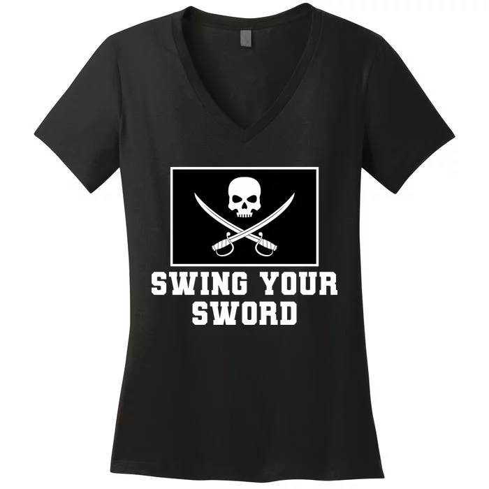 Swing Your Sword Skull Crossbones Mississippi Women's V-Neck T-Shirt